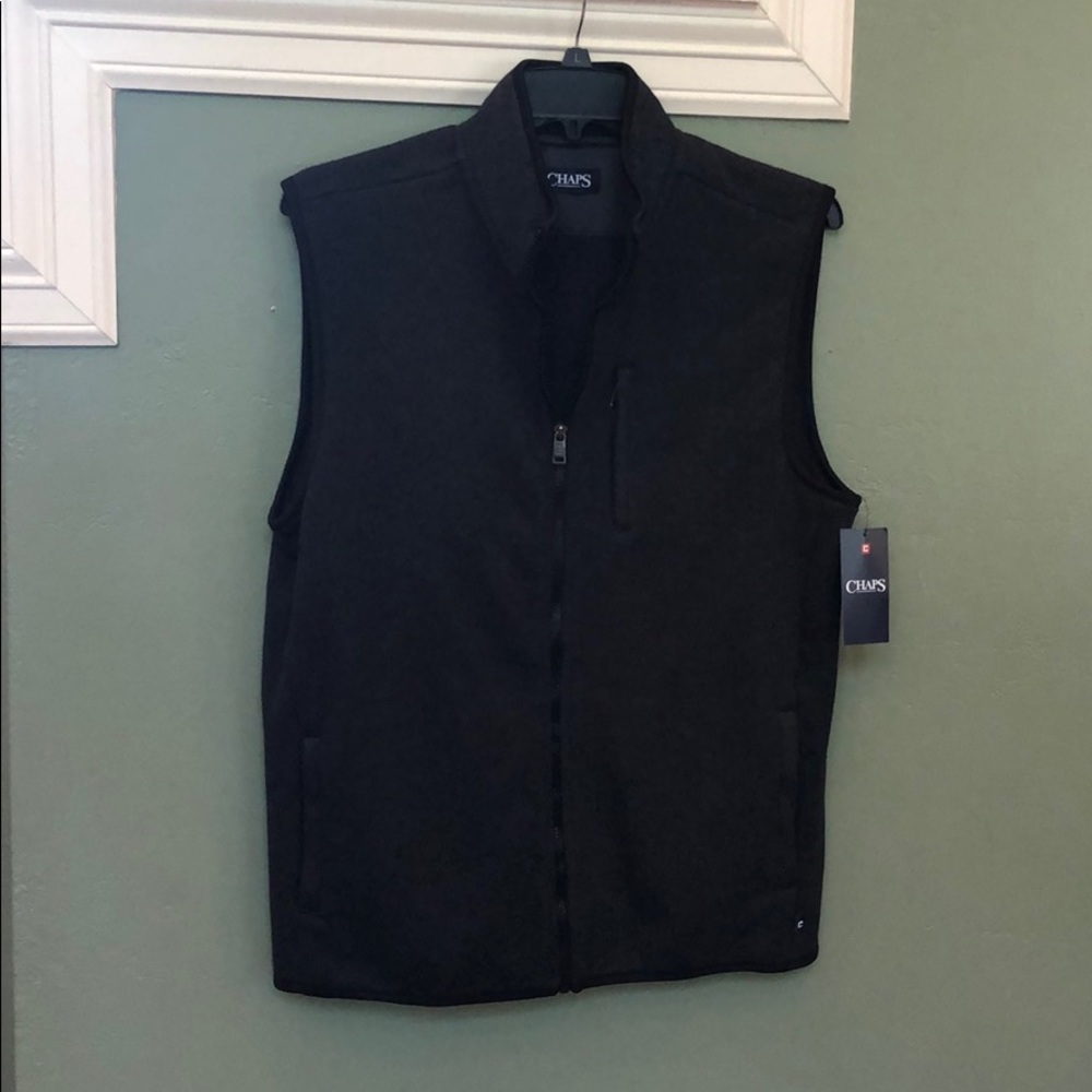 Dark grey chap zippered vest, size L, NWT